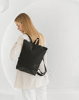 Backpack with black leather - 13" Laptop Pocket