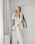 White Denim Shoulder Tote Bag