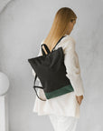 Black & Green Leather Backpack – Stylish & Weather-Resistant by Muni at www.brixbailey.com