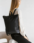 Backpack with black leather - 13" Laptop Pocket