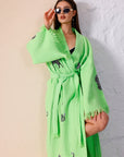 WILD LEOPARD Organic Cotton Kimono in Lime