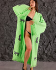 WILD LEOPARD Organic Cotton Kimono in Lime