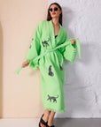 WILD LEOPARD Organic Cotton Kimono in Lime