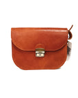 Natural Leather Saddle Bag Medium Light Brown