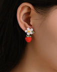 Strawberry Bloom Micro Crochet Earrings
