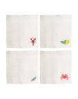 Assorted Coastal 4 Linen Cocktail Napkins