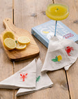 Assorted Coastal 4 Linen Cocktail Napkins