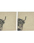 Highland Cow Linen Napkins - Set of 2