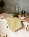 Green Stripe Linen Tea Towel