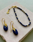 Lapis and Gold Bead Bracelet Adjustable