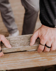 Black and Wood Grain Ceramic Ring for Men