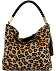NEW Leopard Print Hair On Hide Premium Leather Bag