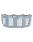 Stripy Scalloped Small Basket - Dusty Blue