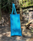 Reusable Hessian Shopping Bag with Flat Base – Durable Eco Tote (40x35x18cm) - Light Blue