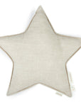 Premium Nobodinoz Lin Francais Star Cushion in Greige, soft French linen nursery decor, sustainable handcrafted baby bedroom accessory by Ella James at brixbailey.com