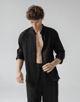 Black Linen Loungewear Set for Relaxed Comfort