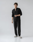 Black Linen Loungewear Set for Relaxed Comfort
