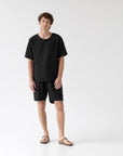 Linen Fern Pyjama Set - Black