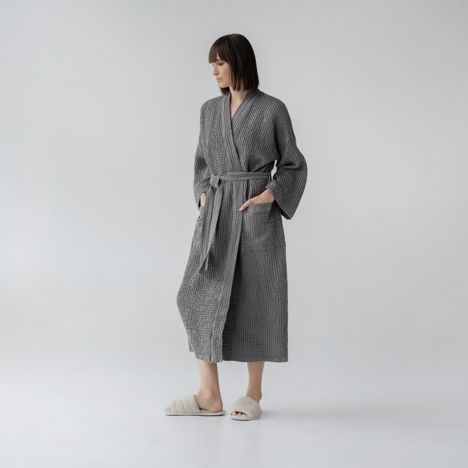 Honeycomb Waffle Linen Bathrobe