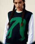 Organic Cotton Knit Jumper Vest - Blue