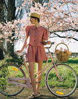 Frances Linen Cropped Blouse - Berry - on pre-order for end of September delivery