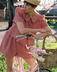 Frances Linen Cropped Blouse - Berry - on pre-order for end of September delivery
