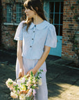 Maya Linen Trousers - Baby Blue Stripe