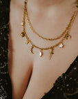 Gold Lyra Artemis Celestial Charm Necklace
