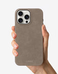 Indulge in Elegance & Protection with Handcrafted Alcantara iPhone Case - Stainless Steel Accents & MagSafe Compatible by Luriax at brixbailey.com