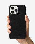 Indulge in Elegance & Protection: Handcrafted Alcantara iPhone Case with Stainless Steel Accents & MagSafe Compatibility by Luriax at brixbailey.com