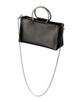 Genuine Leather Crossbody Bag with Chain and Leather Straps
