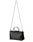 Genuine Leather Crossbody Bag with Chain and Leather Straps
