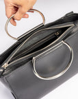 Genuine Leather Crossbody Bag with Chain and Leather Straps