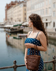 Handmade Artisan Leather Tote Bag - Genuine Top Grain Leather & Cotton Canvas - 22cm Tall - Eco-Friendly & Durable by Sook Stainable at brixbailey.com