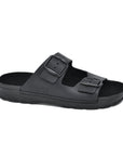 Black Leather Slides for Women