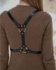 Genuine Leather Body Harness with Chain Detail