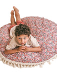 MINICAMP Large Kids Floor Cushion with Tassels - Rose Floral Pattern - OEKO-TEX Certified by Minicamp at brixbailey.com