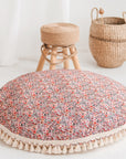 MINICAMP Large Kids Floor Cushion with Tassels - Rose Floral Pattern - OEKO-TEX Certified Cotton by Minicamp at brixbailey.com