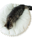 Boho Pompom Cat Cushion - Premium Cotton Pet Bed for Teepees, OEKO-TEX Certified, Machine Washable, 26 and 32 Inch Sizes by Minicamp at brixbailey.com