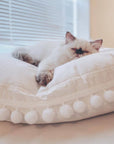 MINICAMP Boho Cat Cushion with Pompoms, Premium Cotton Pet Bed for Teepees, Hypoallergenic and Machine Washable, 26-32 Inch by Minicamp at brixbailey.com