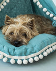 MINICAMP Turquoise Linen Dog & Cat Teepee with Pillow - Cozy Pet Bed for Small to Medium Pets by Minicamp at brixbailey.com