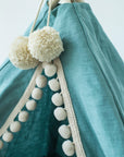 MINICAMP Turquoise Linen Dog & Cat Teepee with Pillow - Cozy Pet Bed for Small to Medium Pets by Minicamp at brixbailey.com