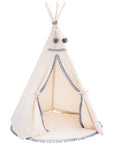 MINICAMP Kids' Teepee with Grey Pompoms - Cozy Cotton Play Tent for Little Adventurers by Minicamp at brixbailey.com