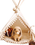 MINICAMP Rabbit Teepee - Cozy Ecru Bunny Bed with Pompoms for Small Pets by Minicamp at brixbailey.com