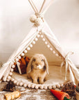 MINICAMP Rabbit Teepee - Cozy Ecru Bunny Bed with Pompoms for Small Pets by Minicamp at brixbailey.com