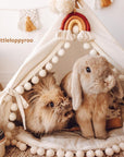 MINICAMP Rabbit Teepee - Cozy Bunny Bed with Pompoms in Ecru | Safe & Stylish by Minicamp at brixbailey.com