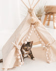 MINICAMP Rabbit Teepee Bunny Bed - Cozy Ecru Hideaway with Pompoms by Minicamp at brixbailey.com
