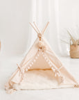 MINICAMP Teepee Tent for Pets - Cozy Ecru Cotton Tent with Faux Fur Mat for Cats, Dogs & Rabbits by Minicamp at brixbailey.com