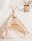 MINICAMP Teepee Tent for Cats, Dogs & Rabbits - Cozy Ecru Pet Tent with Faux Fur Mat | 4 Sizes by Minicamp at brixbailey.com