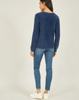 Yumi Navy Sequin Snowflake Fluffy Jumper